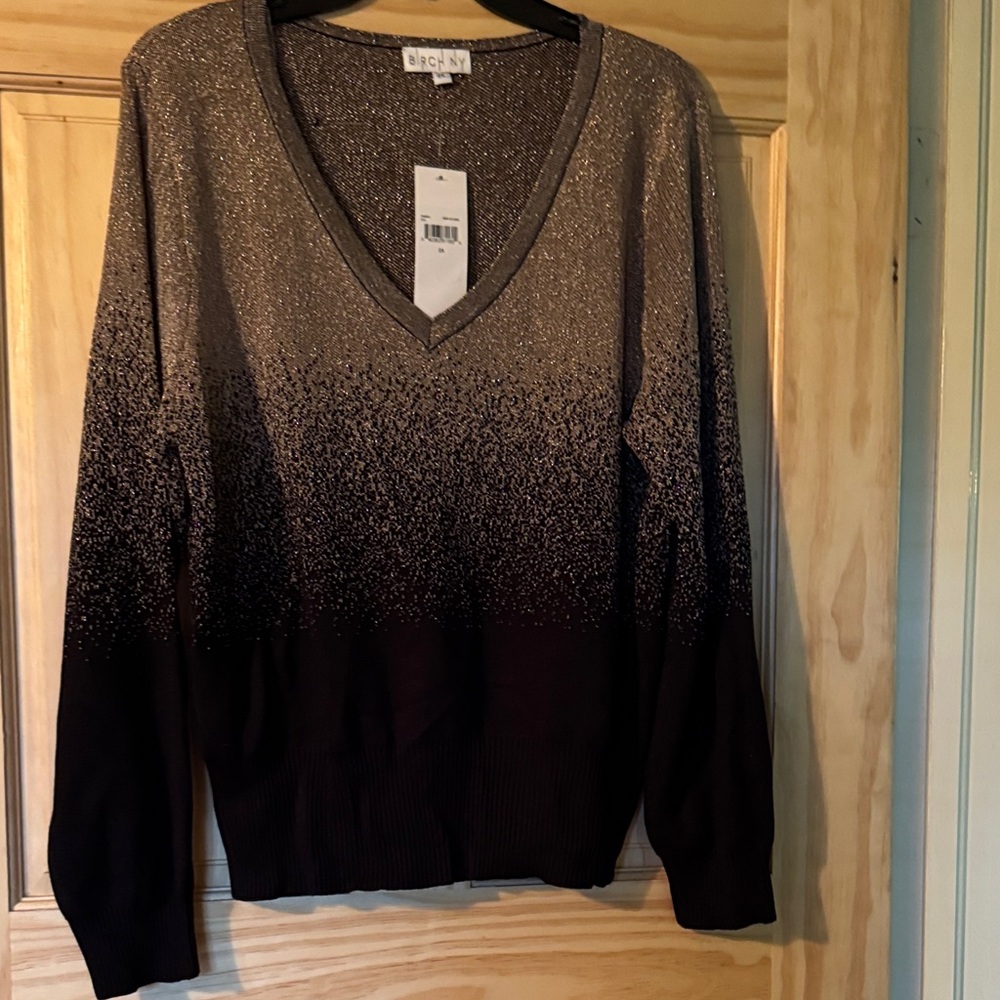 Gold and Black V-Neck Sweater. Perfect for Holiday wear. Size 2x NWT